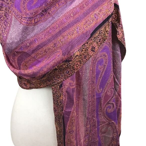 Collection 18 Womens Scarf Purple Opulence Blanket Multifunctional Fringe - Picture 7 of 13